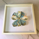 blue and white flower wall art, floral, sister dulce, shepherds staff gift shop