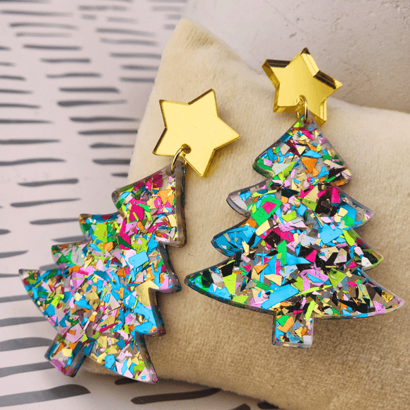 Acrylic Christmas Tree Earrings Earrings Roman Gifts