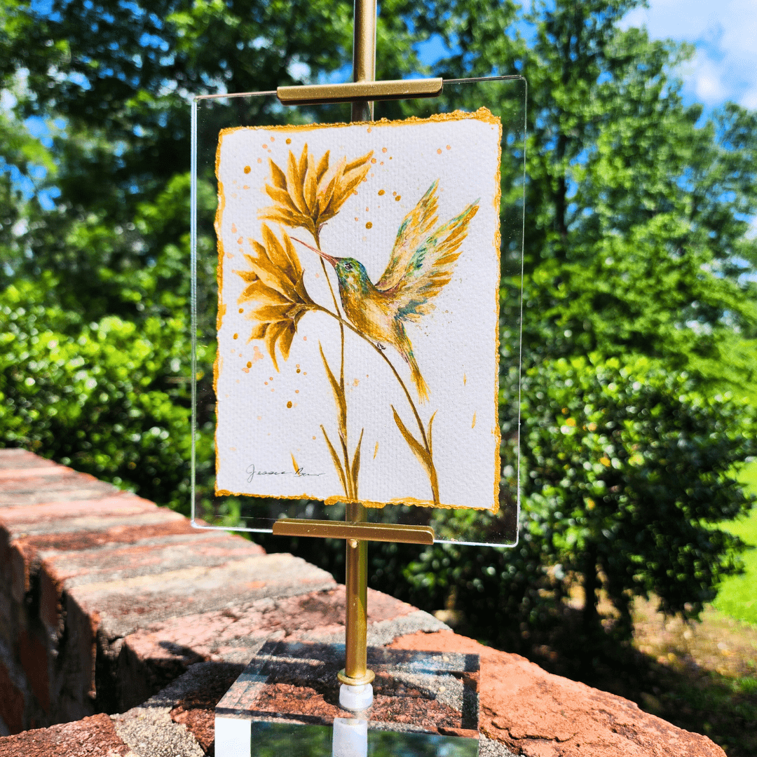 Acrylic Easel Frame With Gilded Watercolor Prints Hummingbird Home Decor Raz Imports