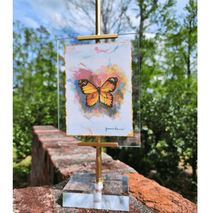 Acrylic Easel Frame With Gilded Watercolor Prints Blue Butterfly Home Decor Raz Imports