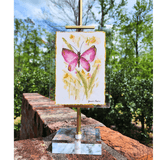 Acrylic Easel Frame With Gilded Watercolor Prints Pink Butterfly Home Decor Raz Imports