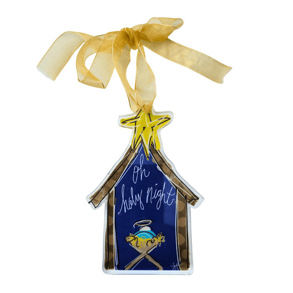 Acrylic Manger Ornament - O Holy Night Christmas Decor, Ornaments Cypress Springs Gift Shop