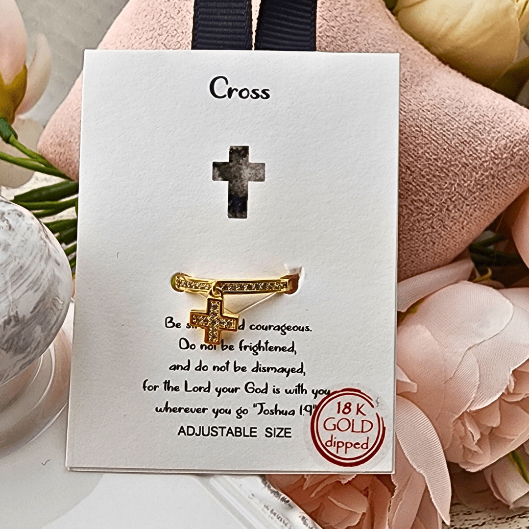 Adjustable Cross Ring Gold Rings Good Feelings