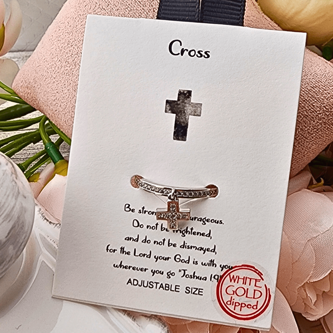 Adjustable Cross Ring Silver Rings Good Feelings