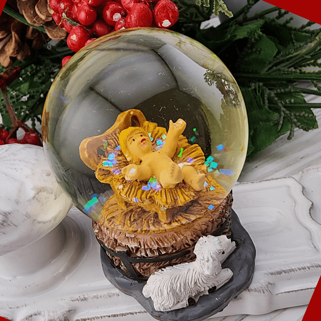Sister Dulce Gift Shop. Catholic Store, Religious Store, Catholic Christmas, Religious Christmas,  Baby Jesus in Manger Mini Snow Globe