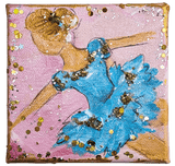 Ballerina Original Artwork Blue on Pink Artwork Jessica Barre Art