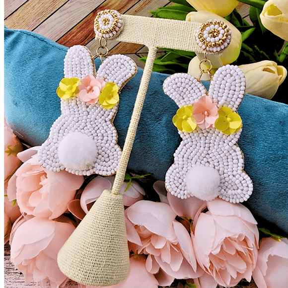 Beaded Easter Bunny Earrings Earrings Golden Stella