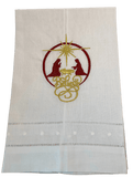 Believe Tea Towel Red and Gold Christmas Decor DZ Linens