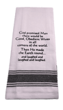 Black and White Tea Towels God Promised Man home decor Donation