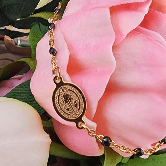 Black Beaded St. Benedict Bracelet Bracelets Sara Trade LLC