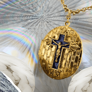 Blue Enamel Cross Locket Jewelry 1928 Jewelry