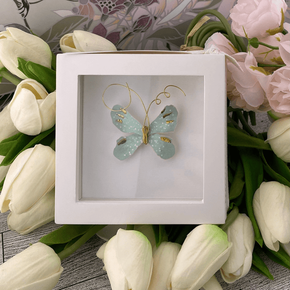 Blue Skies Ahead Blue Butterfly Shadow Box Artwork Demdaco