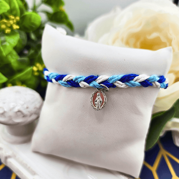 Braided Bracelet with Miraculous Mary Medal Bracelets Christian Brands