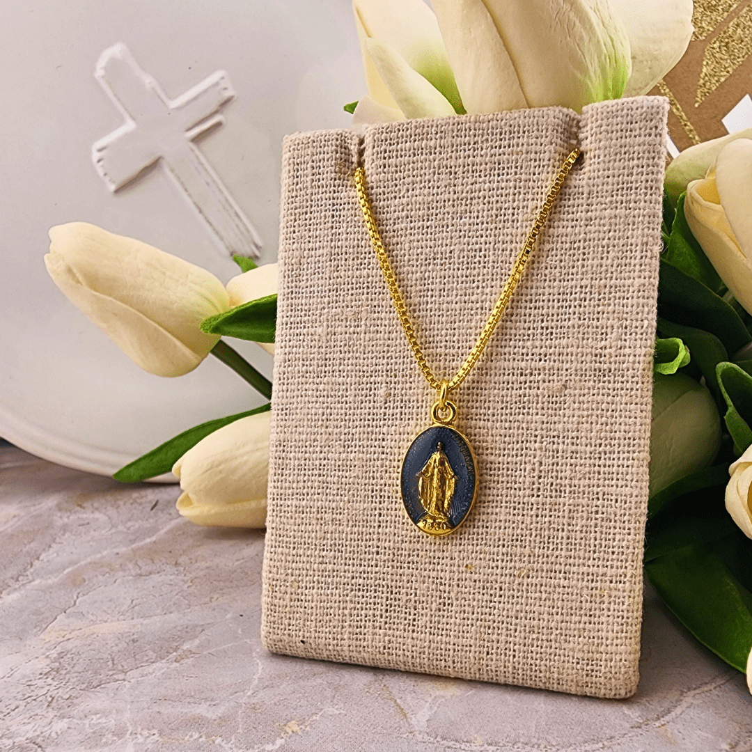 Bright Colored Miraculous Medal Necklaces Blue Jewelry Temu