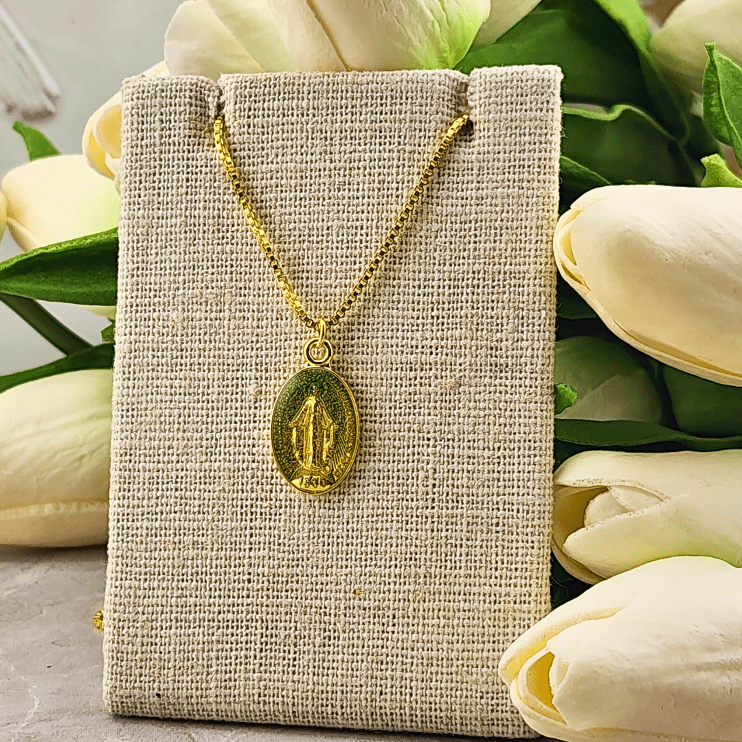Bright Colored Miraculous Medal Necklaces Green Jewelry Temu
