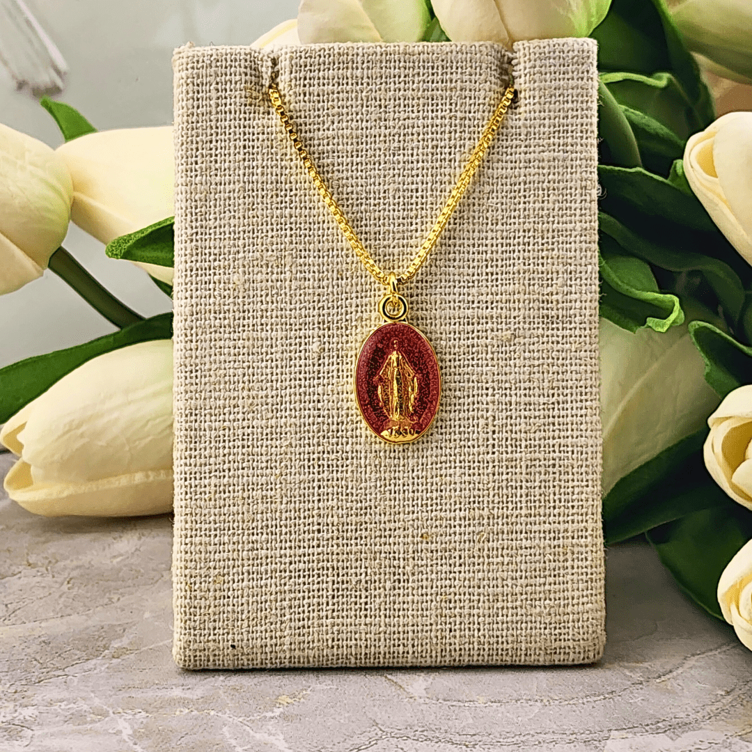 Bright Colored Miraculous Medal Necklaces Red Jewelry Temu