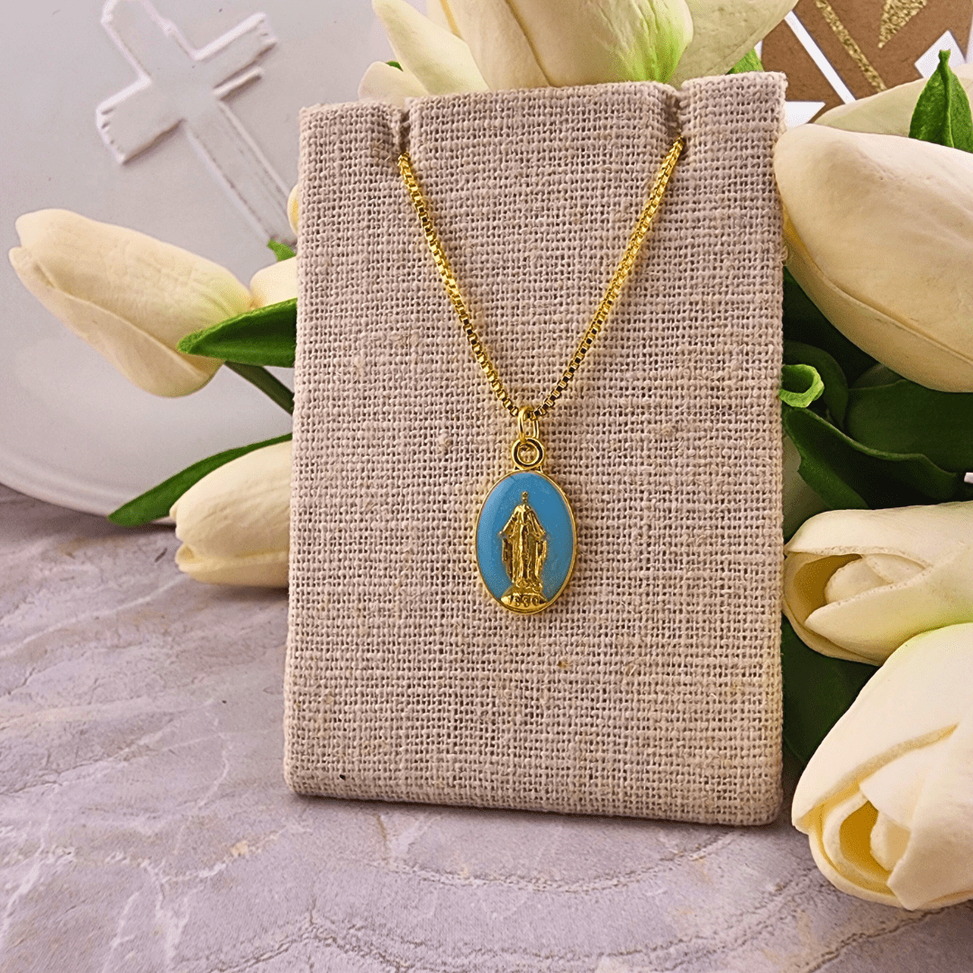 Bright Colored Miraculous Medal Necklaces Turquoise Jewelry Temu
