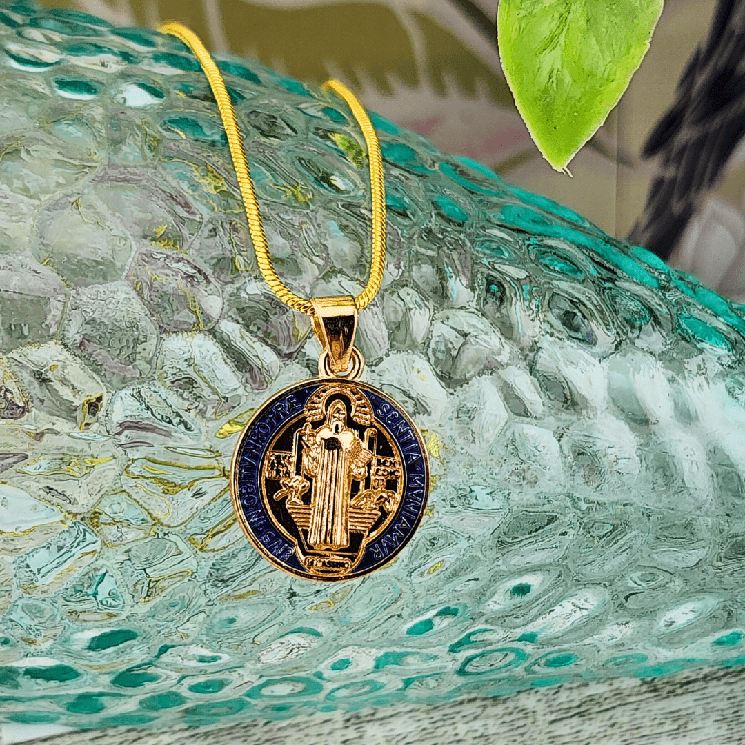 Bright Colored St. Benedict Necklace Blue Jewelry Temu