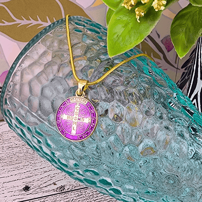 Bright Colored St. Benedict Necklace Purple Jewelry Temu