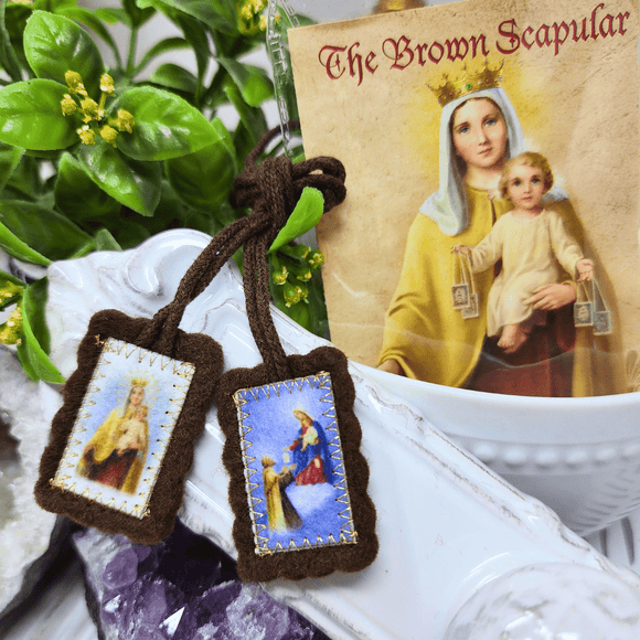 Brown Wool Scapular Necklace Christian Brands