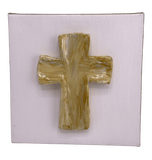 Canvas With Handmade Cross Gold Silver and Grey Cross home decor Art by Amy