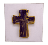 Canvas With Handmade Cross Purple and Gold Cross home decor Art by Amy