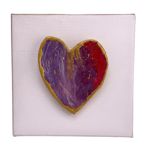 Canvas With Handmade Heart Purple Pink and Gold Heart home decor Art by Amy