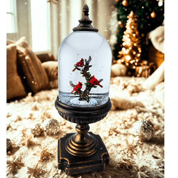 Cardinal Water Spinning LED Snow Globe Christmas K&K Interiors