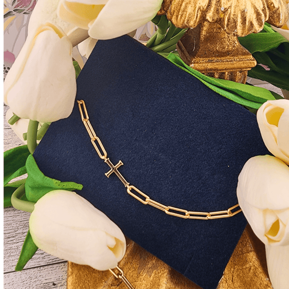 Chain Breaker Cross Necklace Gold Vermeil Necklace Rizen