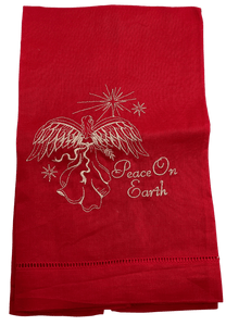 Christmas Embroidered Tea Towels Peace on Earth home decor Donation