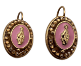 Classic Mary Mustard Seed Earrings Pink Enamel Earrings Mustard Seed Jewelry