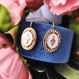 Classic Mary Mustard Seed Earrings White Enamel Earrings Mustard Seed Jewelry