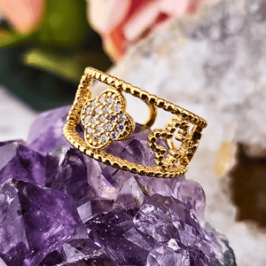 Clover Cross Adjustable Ring Necklace Golden Stella