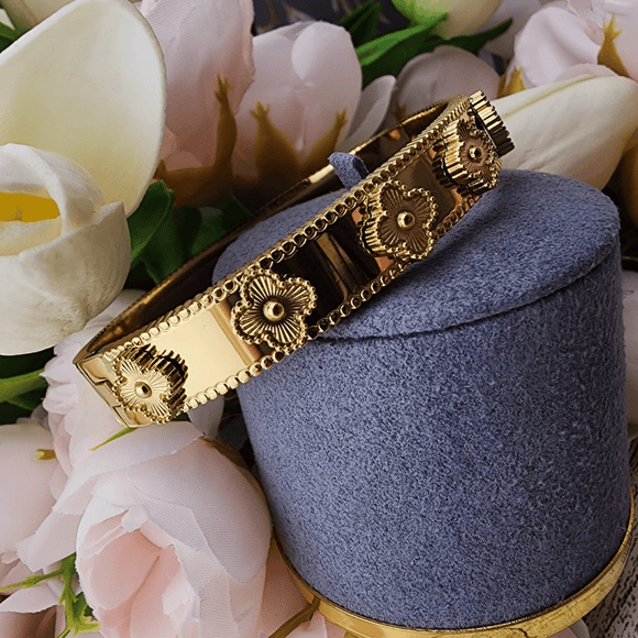 Clover Cross Station Bangle Bracelet Jewelry Golden Stella