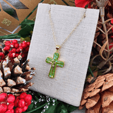 Colored Crackle Crucifix Necklaces Green Necklace Parker Madison