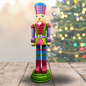 Colorful Jolly Nutcrackers Green Base Christmas Raz Imports
