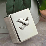 confirmation, silver metal box, dove