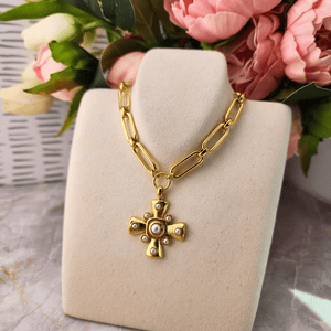 Cross And Pearl Statement Necklace Jewelry Ibiza Passion