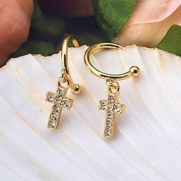 Cross Drop Hoop Earrings Jewelry Canvas
