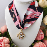 Cross Scarf Necklace Black And Hot Pink Accessory Canvas