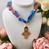 Cross Scarf Necklace Bright Multicolor Accessory Canvas