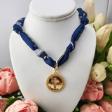 Cross Scarf Necklace Navy And Seafoam Accessory Canvas