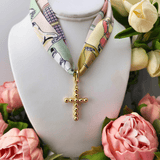 Cross Scarf Necklace Pastel Horse Print Accessory Canvas