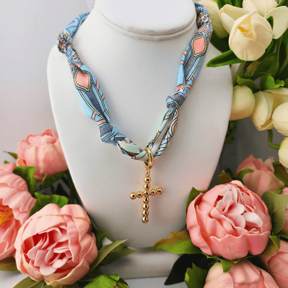 Cross Scarf Necklace Pastel Multi Accessory Canvas