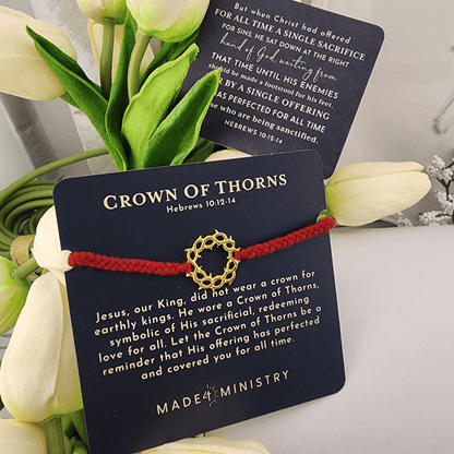 Crown of Thorns Cord Bracelet Burgundy With Gold Bracelet Rizen
