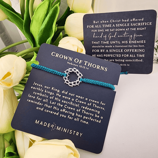 Crown of Thorns Cord Bracelet Teal With Silver Bracelet Rizen