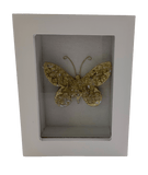 Crystal Butterfly in Shadow Box Frame Gold and Clear Artwork Art by Amy