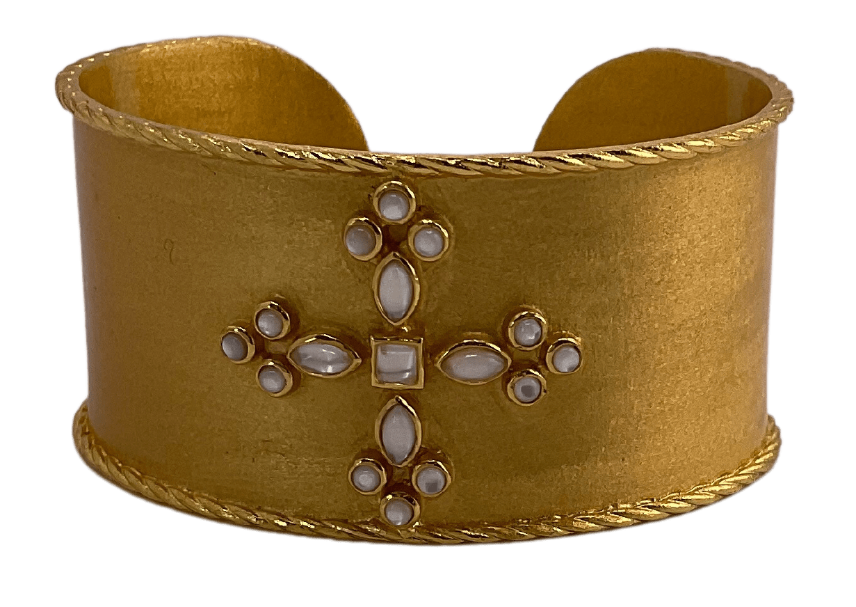 Cuff Bracelet With Cross Mother Of Pearl Cross Cypress Springs Gift Shop
