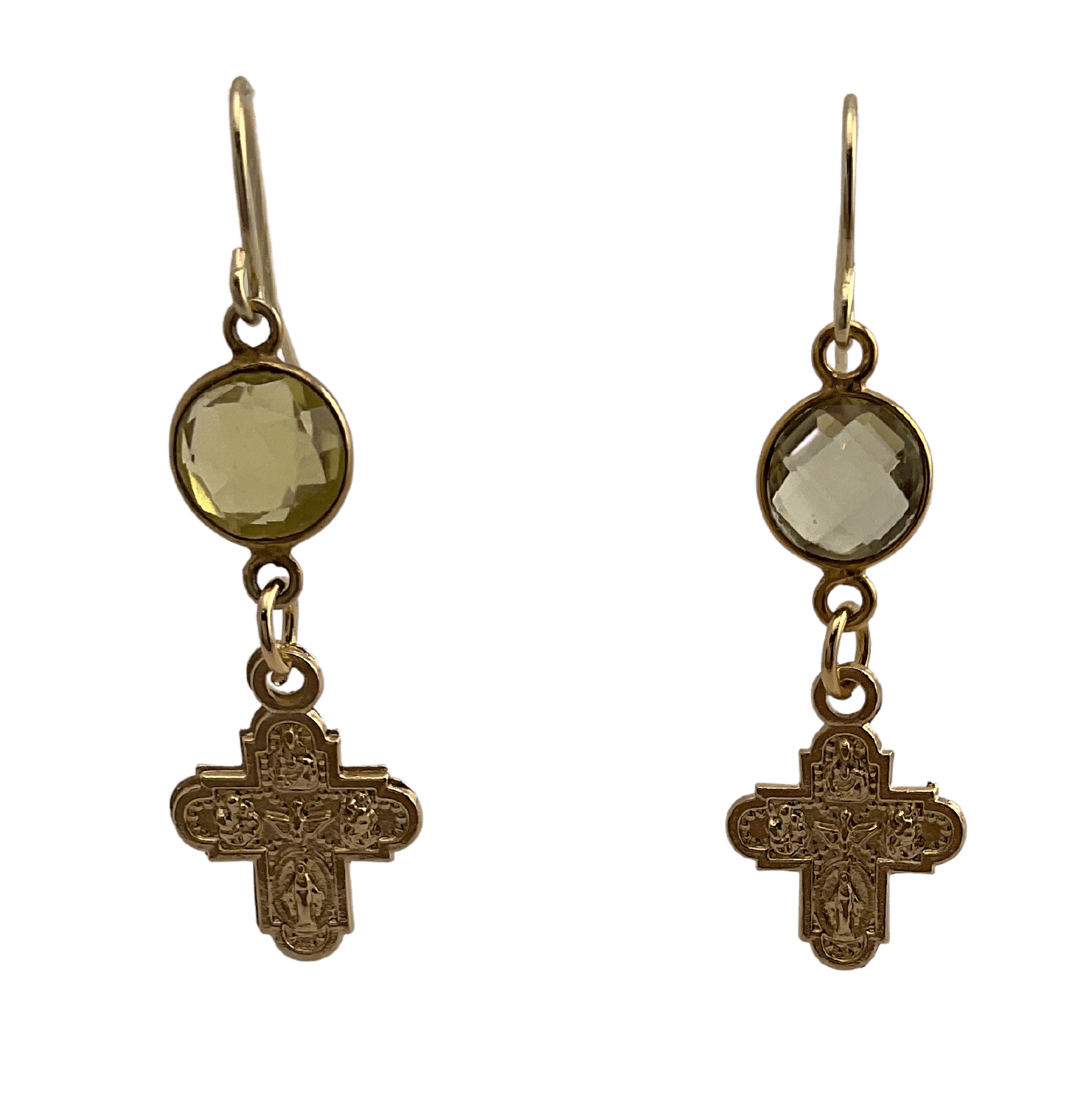 Dainty Four Way Cross Earrings With Stone Cypress Springs Gift Shop