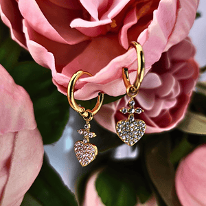 Dainty Heart Cross Earrings Jewelry Ibiza Passion